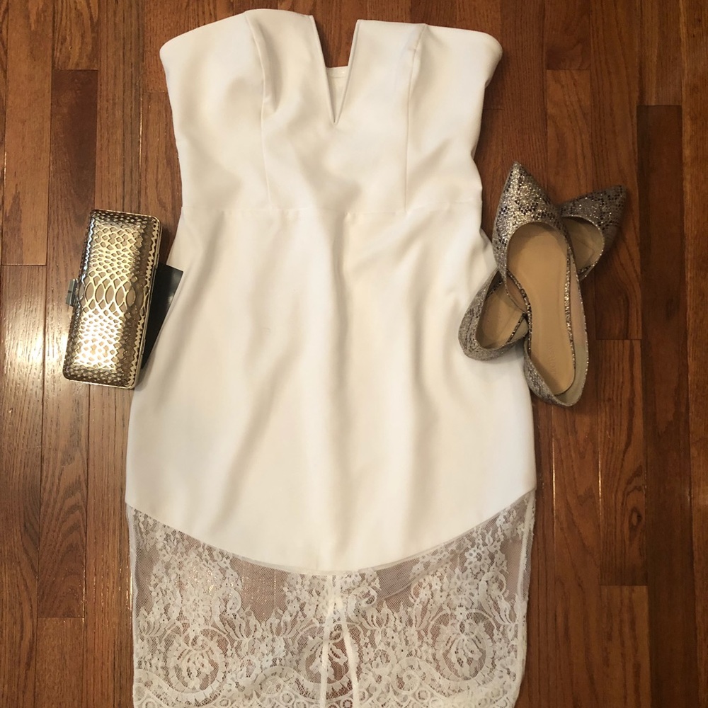 Strapless White Fitted Dress